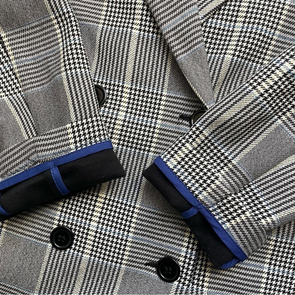 Zara Women’s Blazer Plaid Size S-M Gray Black Blue - Picture 4 of 6